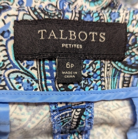 TALBOTS PETITES MODERN FIT Cotton Stretch Capri Pants Paisley Size 6 Petite - Picture 2 of 10
